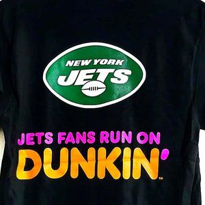 DUNKIN NFL NY JETS UNISEX T-Shirt - Pure Cotton 100% SM-2XL FREE SHIPPING!!